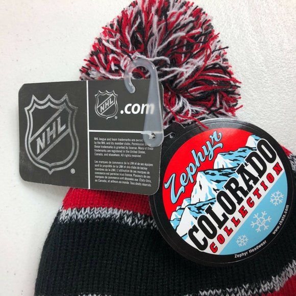 Chicago Blackhawks Zephyr NHL Logo Embroidered Beanie Knit Hat Hockey Gray Black - Picture 6 of 10